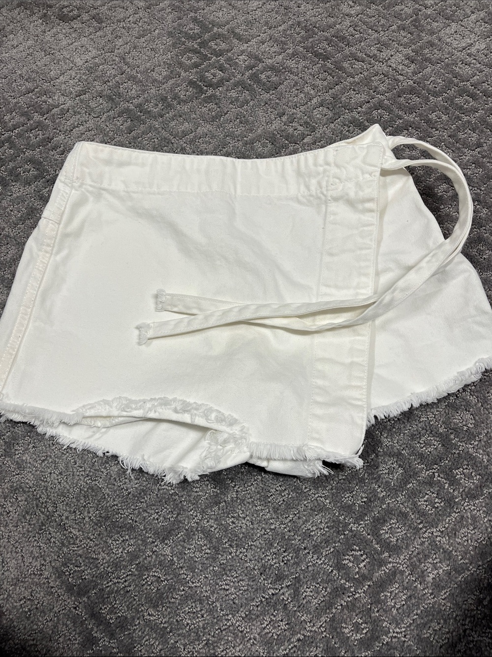 We The Free White Wrap-Front Frayed Hem Skort white denim